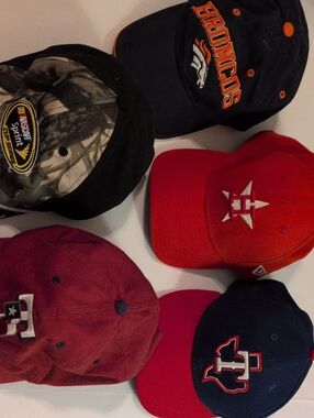 Denver Broncos Navy Blue and Orange Baseball Cap + 6 Assorted Team Caps